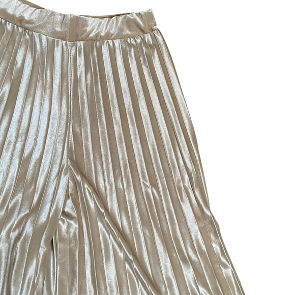 Vita Grace Pleated Velvet Palazzo Pants Beige Champagne NWT Made in Italy 4 - Picture 6 of 9